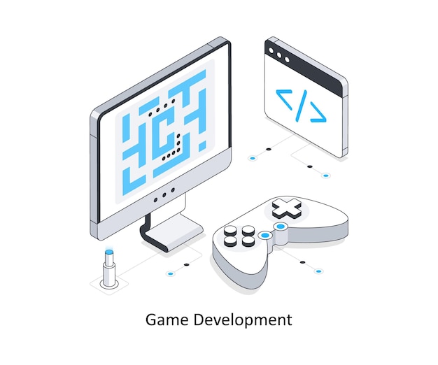 Game Development isometric stock illustration Eps 10 File