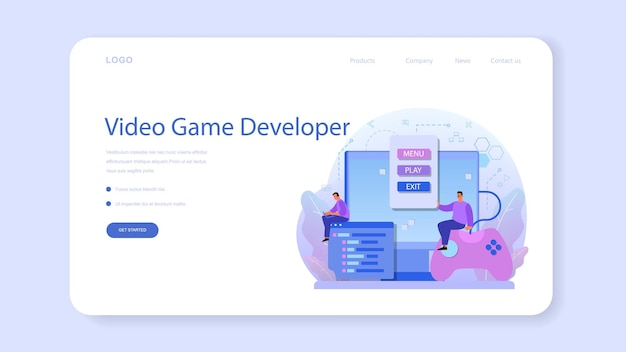 Game development web banner or landing page