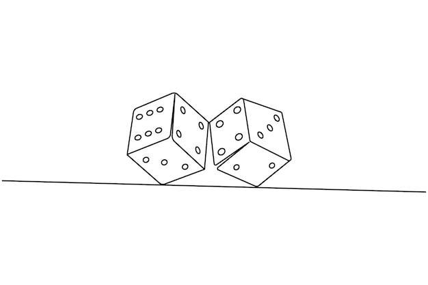 Game dice continuous one line drawing simple outline vector icon