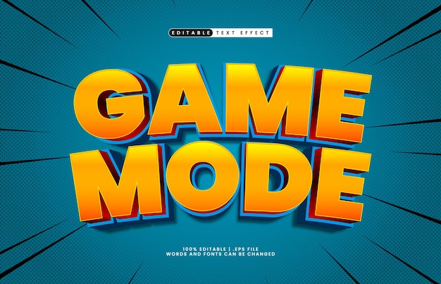 game mode editable text effect with a child and fun text style