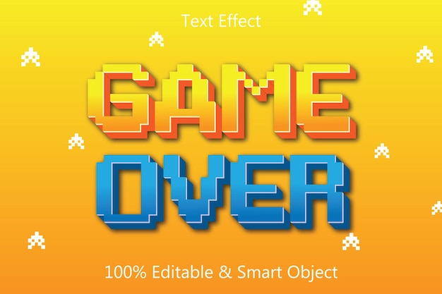 Game over editable 3 dimension emboss cartoon style