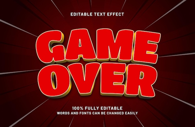 game over editable text effect in kids and play text style