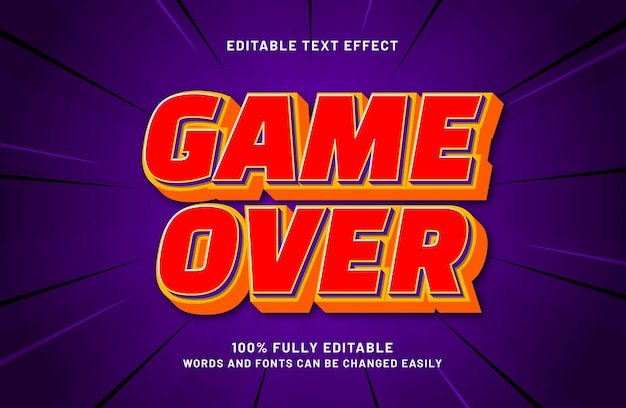game over editable text effect in speed and kids text style