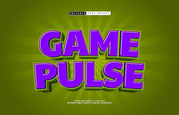 game pulse editable text effect with a happy and kids text style