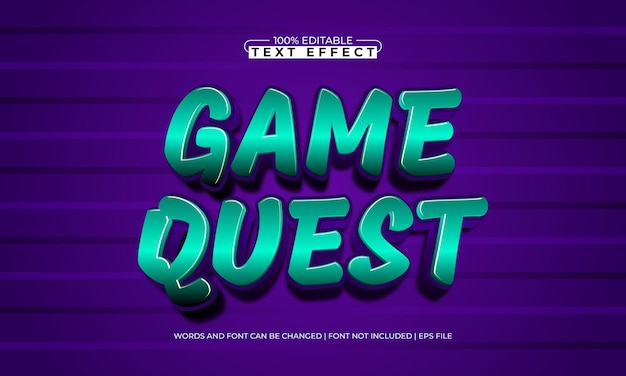 game quest editable text effect with a gaming and play text style