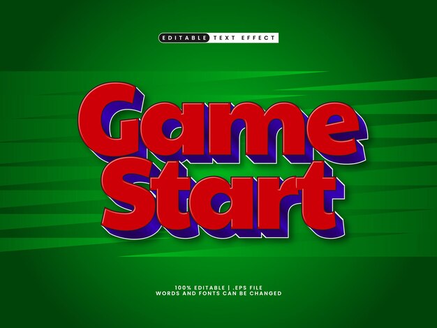 game start editable text effect in kids and colorful text style