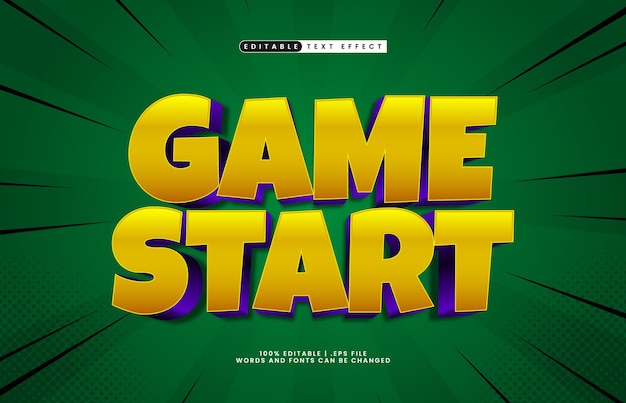 game start editable text effect with a kids and game text style