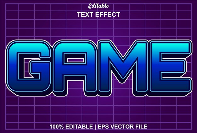 Game text effect in blue and editable for logos brands and more