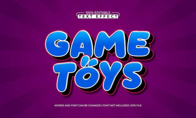 game toys editable text effect with a kids and play text style