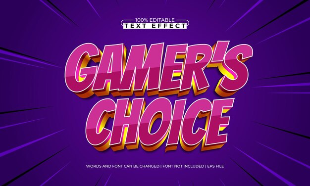 gamers choice editable text effect with a gaming and play text style