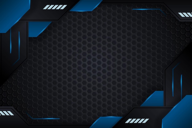 Gaming background with blue gradient and lighting lines vector design