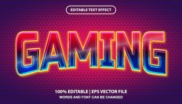 Gaming editable text effect template, red and blue gradient with neon light font style