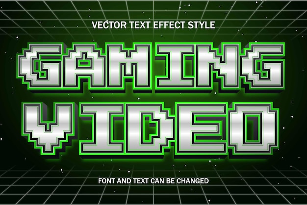 Gaming video pixel art editable text effect font retro vintage style game template background design