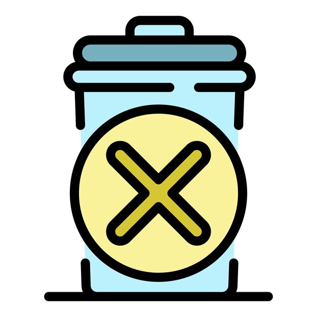 Garbage bin icon Outline garbage bin vector icon color flat isolated