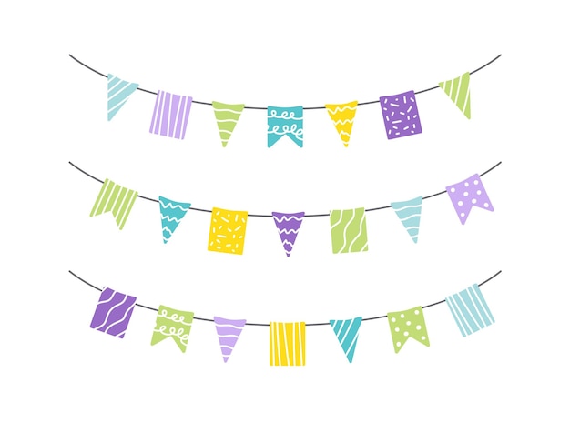 Garland of hanging flags Set Multicolored colorful checkboxes for boys party
