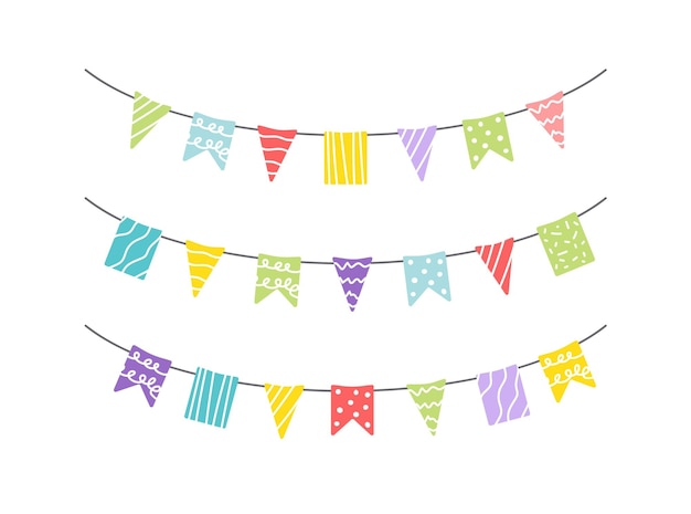 Garland of hanging flags Set Multicolored colorful checkboxes for party