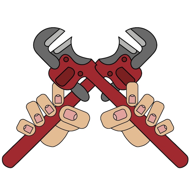 gas wrenches in hands the picture is isolated on a white background in a cartoon style in vector graphics