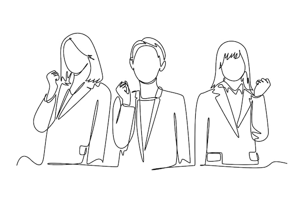 Gathering employees Concept Single line draw design vector graphic illustration
