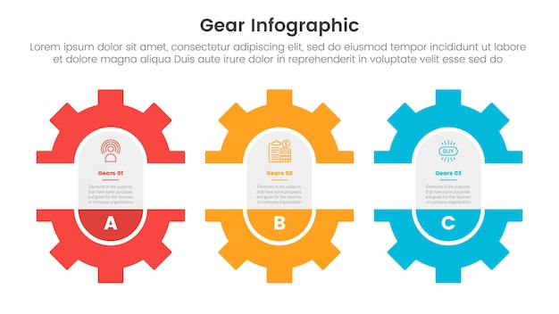 gear cogwheel infographic template banner with egg shape crack on center with 3 point list information for slide presentation
