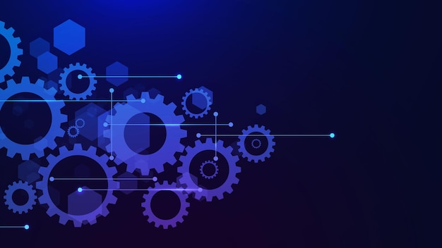 Gear element and cogs wheel mechanism Abstract high digital technology and engineering concept