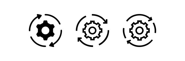 Gear Rotation Process Icon Set Vector Illustration