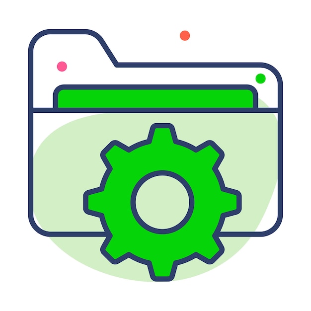 Gear with folder icon of folder setting in modern style
