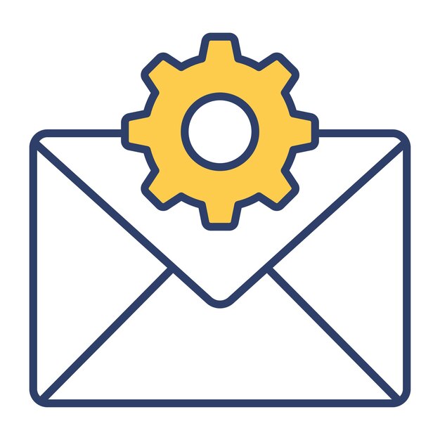 Gear with letter envelope showing vector of email setting in modern style