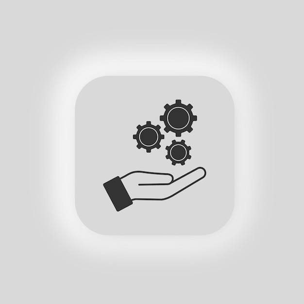 Gears and open hand icon Mechanic services illustration symbol cogwheel and hand vector