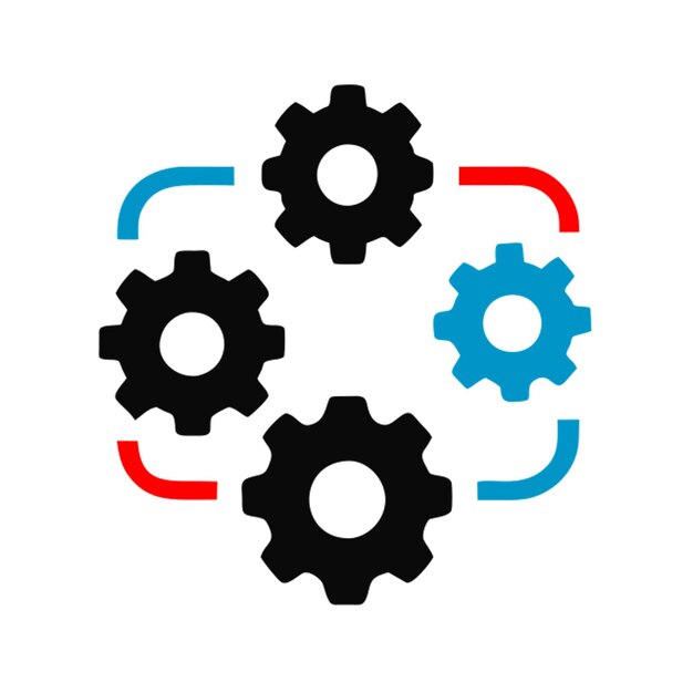 gears of single mechanism meshed together icon