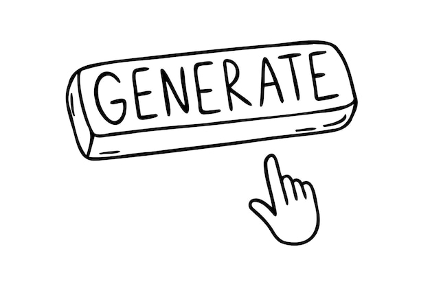 Generation button with hand icon Generation button outline doodle hand drawn drawing content generation button using AI Button The user interface tool for creating artificial intelligence