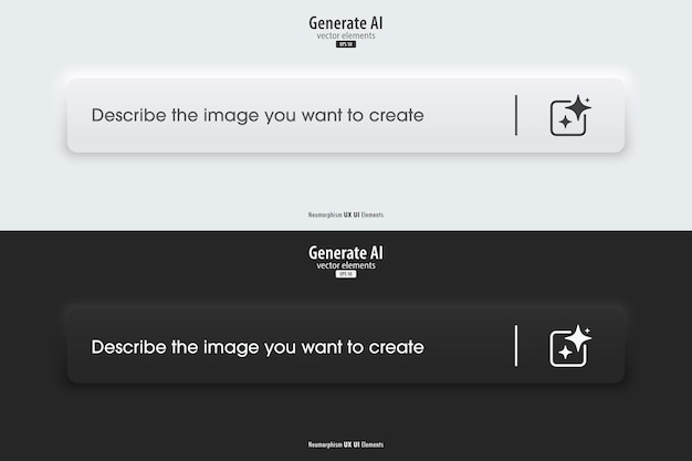 Generative AI bar Input prompt as commands for create Black and white generate bar Artificial intelligence and Machine learning technology concept Vector illustration design for UX UI and App