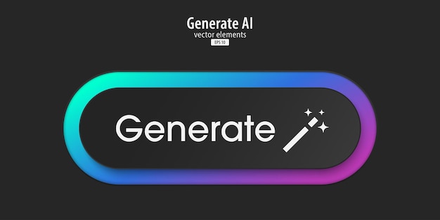 Generative AI black button Press the button to create ideas Flat design style for apps websites and Interfaces Artificial intelligence technology Vector illustration