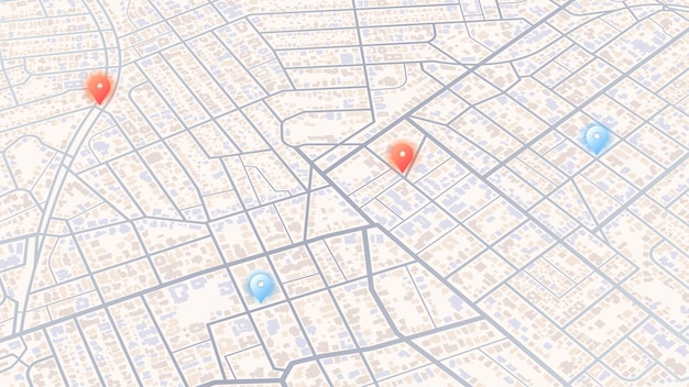 generic city map with pins point of intended goal many markers abstract navigation plan of urban