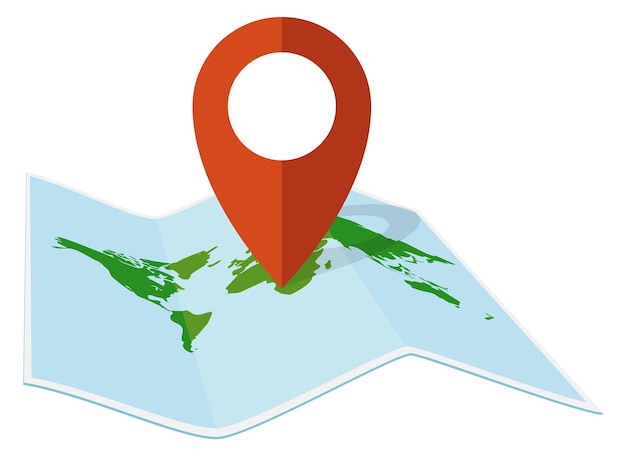 Geo pin on paper world map Location icon