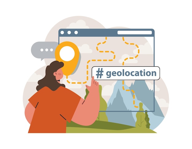 Geolocation pin location point character using digital device for sending posts and sharing them in