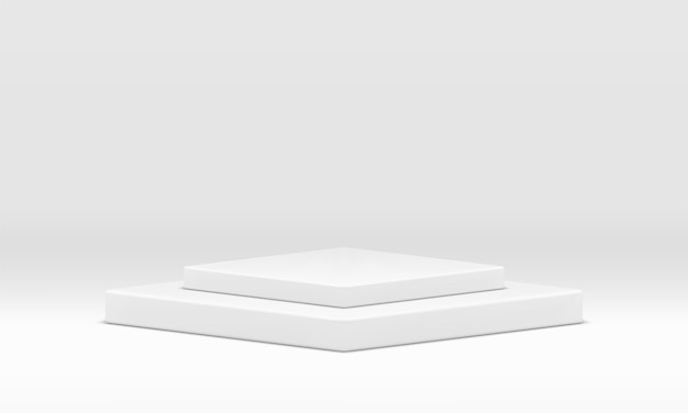 geometric 3d podium white stairs level award product display for presentation realistic vector
