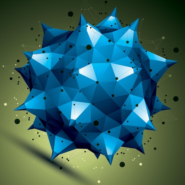 geometric abstract 3d complicated lattice object, colorful asymmetric element with wireframe structure.