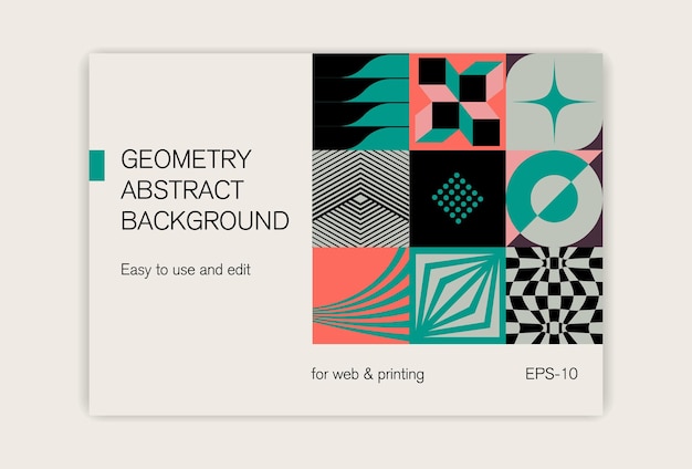 geometric abstract backgrounds design composition of simple geometric shapes on a beige background