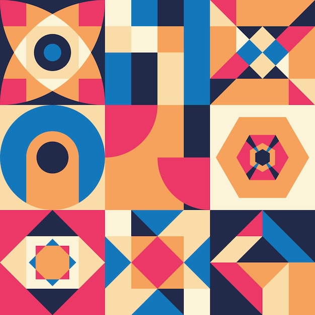 Geometric abstract pattern with simple shapes and beautiful color palette. Simple geometric pattern
