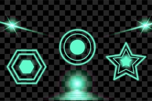 geometric abstract shapes label with green turquoise color. vector elements for modern trend design.