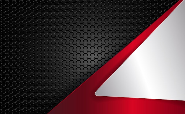 Geometric background mesh black grille with red white corner