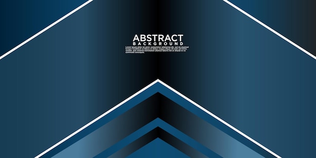 Geometric blue abstract background with arrow metal lines overlapping layers on dark space