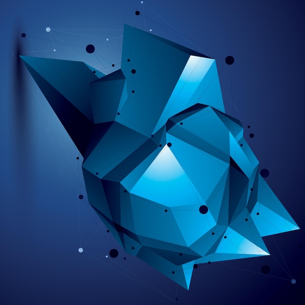 geometric blue polygonal structure with lines mesh, modern science and technology element.
