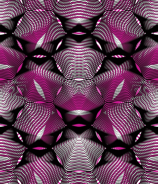 Geometric colorful stripy overlay seamless pattern, bright vector abstract background. Graphic symmetric ornament.