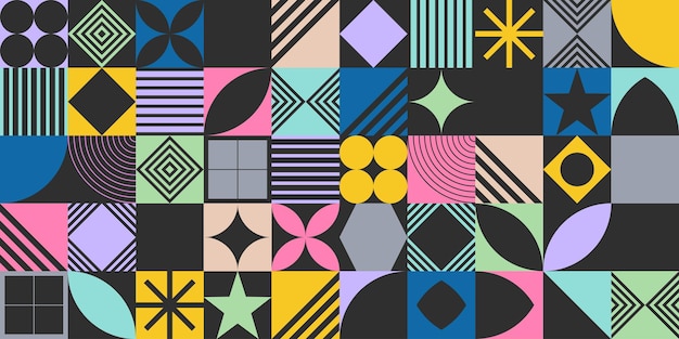Geometric creative seamless pattern colorful texture dark background repeatable