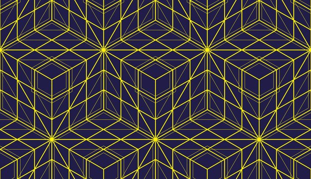 Geometric cubes abstract seamless pattern, 3d vector background. Technology style engineering line drawing endless illustration.
