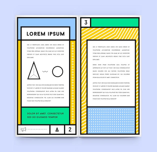 Geometric document template in retro style