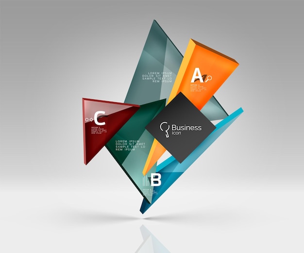 Geometric glass triangles abstract background Vector template background for workflow layout diagram number options or web design
