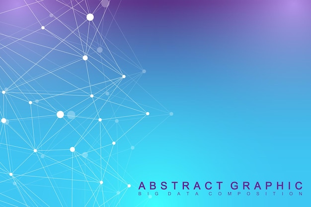 Geometric graphic background communication. Big data complex with Political World Map. Particle compounds. Network connection, lines plexus. Minimalistic chaotic design, vector illustration.