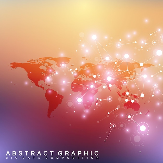 geometric graphic background communication with political world map big data complex with compounds